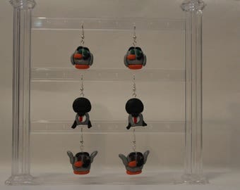 Earrings= Penguins and "Mutant Fro" -Polymer Clay-
