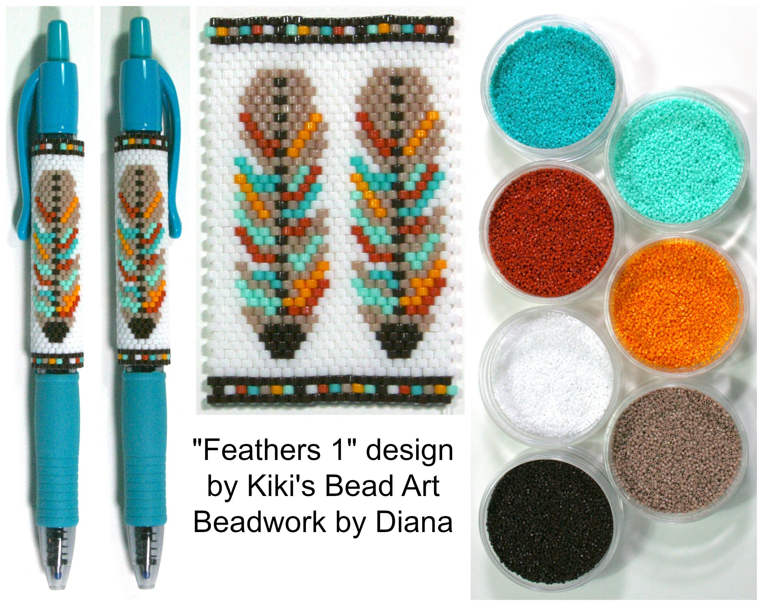 Feathers 1 by Kiki's Bead Art beaded pen kit pattern sold