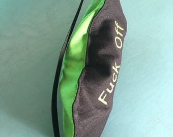 Eye Pillow Sleep Mask Flax Seed Cold Pack With Elastic Strap Green Black Embroidered F Off Im Sleeping