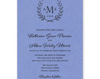 Laurel Monogram Wedding Invite - Rustic Wedding Invitation Set - Cottage Chic Wedding Invitation Suite - Custom Wedding Invitation - AV6462