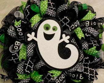 PRE-LABOR DAY Sale Halloween Wreath, Halloween Wreath, boo wreath, ghost wreath, boo wreaths, ghost wreaths, Fall Wreaths, Happy Halloween