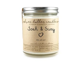 Personalized Engagement Candle, Wedding Gift, Wedding Favor Candle, Bridesmaid Gift, Couple Gift, Mother of the Bride Gift, Engagement Gift