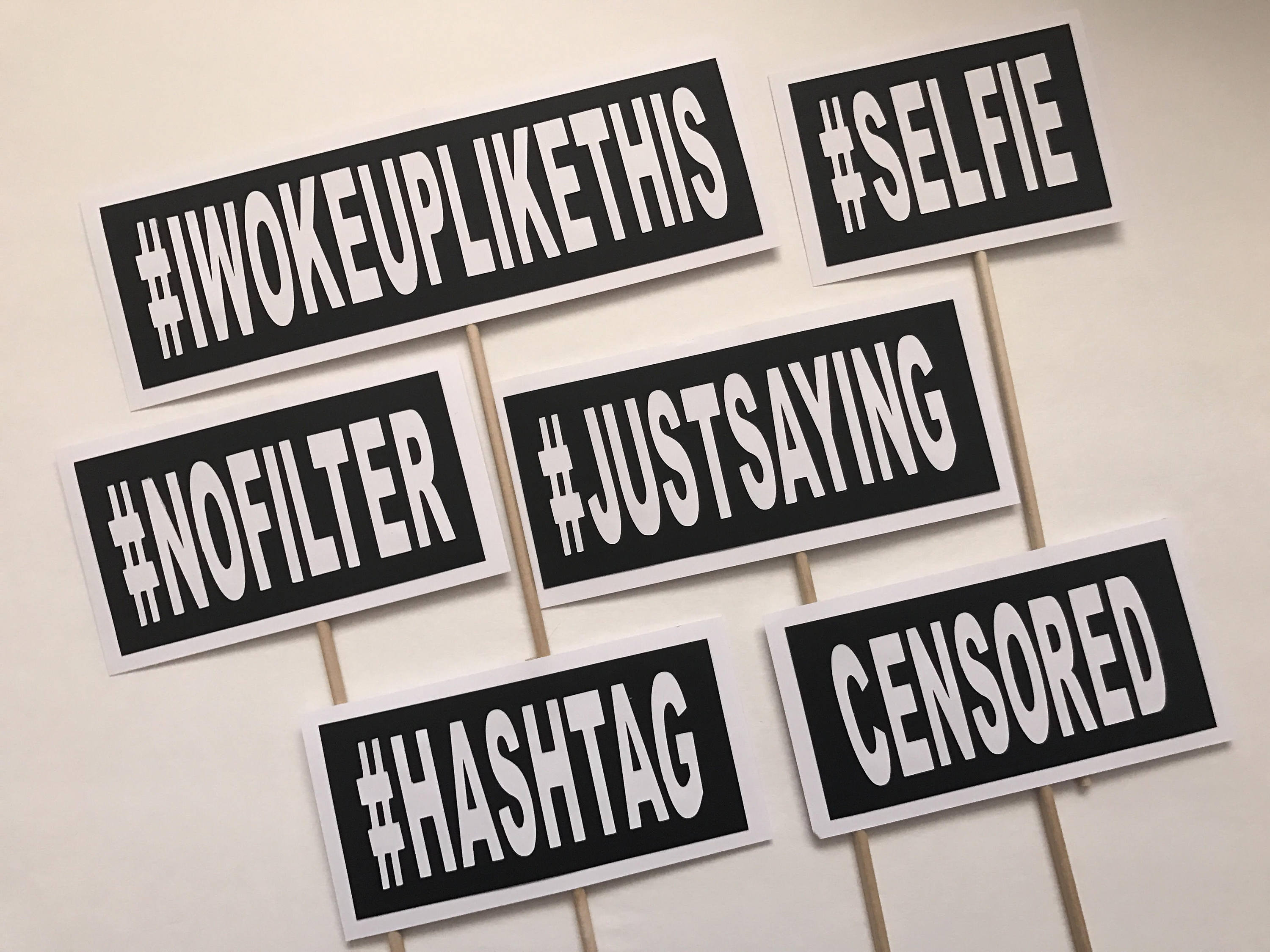 6pack Social Media Hashtags Wedding / Party Photo Booth Props