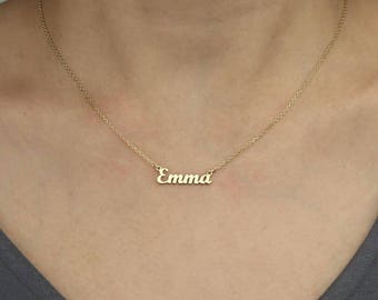 Custom Name Necklace -Gold Name Necklace- Custom Name Plate Necklace - Personalized Bridesmaids Necklace-Bridesmaid Gift