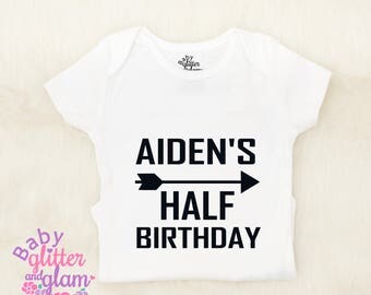 Half Birthday Boy Arrow Shirt, Half Birthday Boy Outfit, Half Birthday Boy Trendy, Boy 6 Month Birthday, Half Way to One Boy