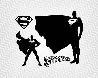 Superman Silhouette, Superman Svg, Cutout, Vector art, Cricut, Silhouette Cameo, die cut, Digital Cut, Print Files, Pdf, Dxf, Svg Files