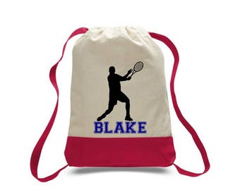 Tennis Gift, Tennis Bag, Tennis Drawstring Bag, Team Gift, Sports Bag, Personalized Bag, Custom Bag, Drawsting Bag