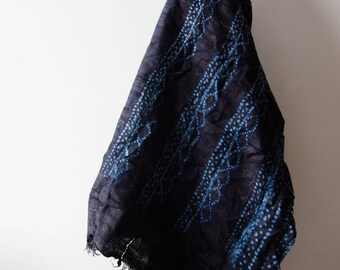 Vintage Hand dyed Indigo tablecloth/ throw blanket