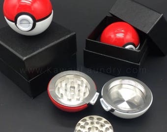 Zinc Alloy Plastic Garlic Pokemon Ball Weed Herb Grinder Pokeball Aroma Box
