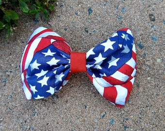 American Hound Dog Bow Tie, USA Flag Pet Tie, Fourth of July Bow Tie