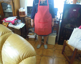red apron with white polka dots