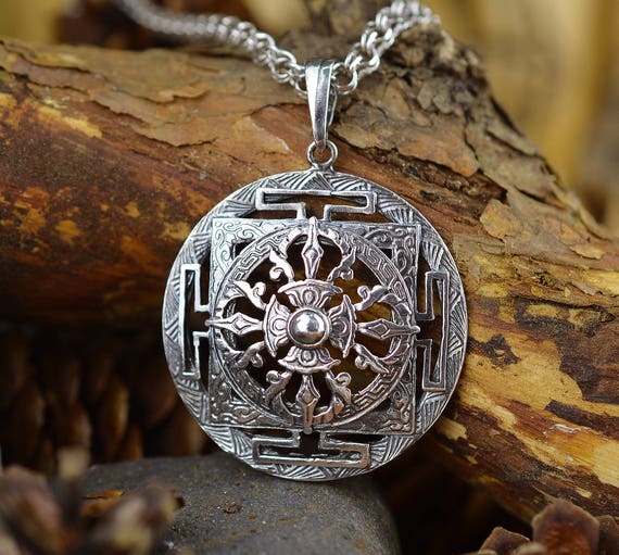 Double Vajra pendant. Handmade. Tibetan amulet. Vajrayana.