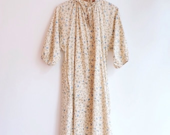 Vintage floral hippie bohemian summer beach cotton dress S