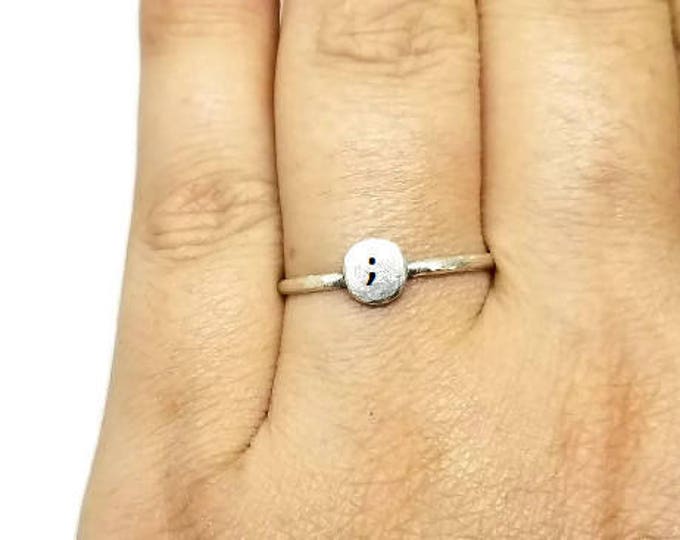Sterling Silver Hand Stamped Symbol Ring, Custom Sterling Silver Ring, Unique Birthday Gift, Unisex Sterling Silver Ring, Gift for Her