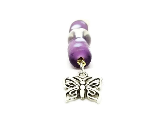 Butterfly Purse Charm, Purple Butterfly Zipper Pull, Silver Butterfly Backpack Charm, Unique Birthday Gift, Gifts Under 5, Stocking Stuffer