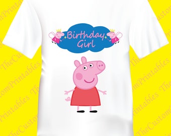 Peppa, Pig, Birthday, Girl, T-shirt. Personalized Family Shirts, Birthday Party, Iron on Transfer, Printable