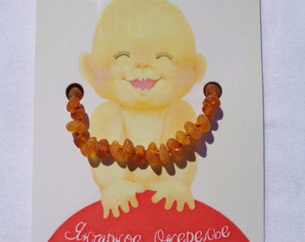 RAW Baltic Amber Teething Necklace For Baby Infants, ORGANIC, Natural, Anti Inflammatory, Reduce Teething Pain, Eczema, Rash, Drooling