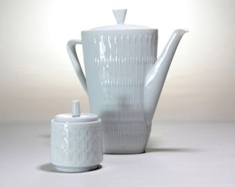 Porcelain Tea Pot and sugar bowl vintage white porcelain Coffee Tea Pot