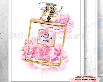 Chanel Perfume Art, Chanel Home Decor, Chanel Art Prints, Poster Chanel, Printable Art Chanel, Fashion Poster Print, Pink Chanel Poster,Gold