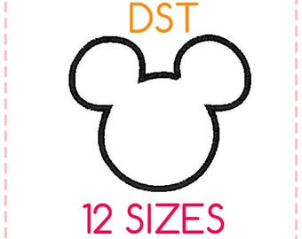 12 SIZES Mickey Mouse Applique Embroidery Design DST Format,Embroidery Designs ,Machine Embroidery,Mickey Mouse Head,Instant Download