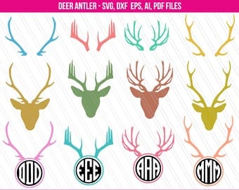 Deer Antler Svg, Antler SVG, Antler clipart, Antler monogram frame svg, Deer Horn svg - Svg, Dxf, Ai, Eps, Pdf - Instant digital download