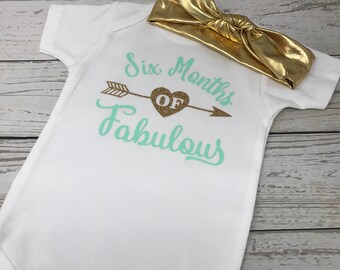 Half birthday onesie, six month birthday, half year onesie, baby girl onesie