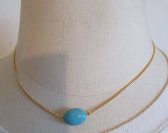 Blue Pearl and gold plated fashion necklace