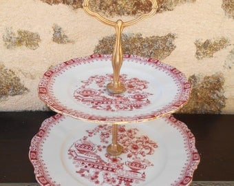 Beautiful Vintage 2 tier Porcelain Cake Stand