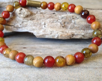 Natural carnelian/Agate/wood lace stone bracelet