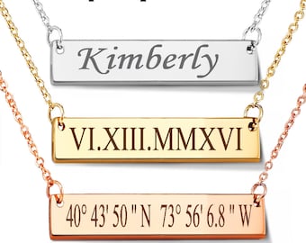 Bar Necklace Personalized Name Plate Necklace, Gold Name Bar Necklace, PERFECT BAR Necklace, Famous Bar Necklace, Gift for Her