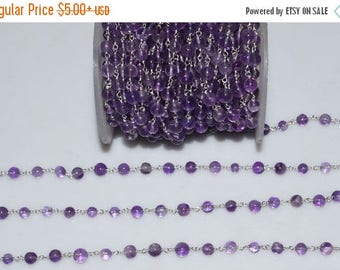 50% OFF Beautiful Natural Amethyst Plain Smooth Wire Rosary Beaded Chain-Amethyst Plain Smooth Round Chain , 4.50-5.50 mm - RB5262