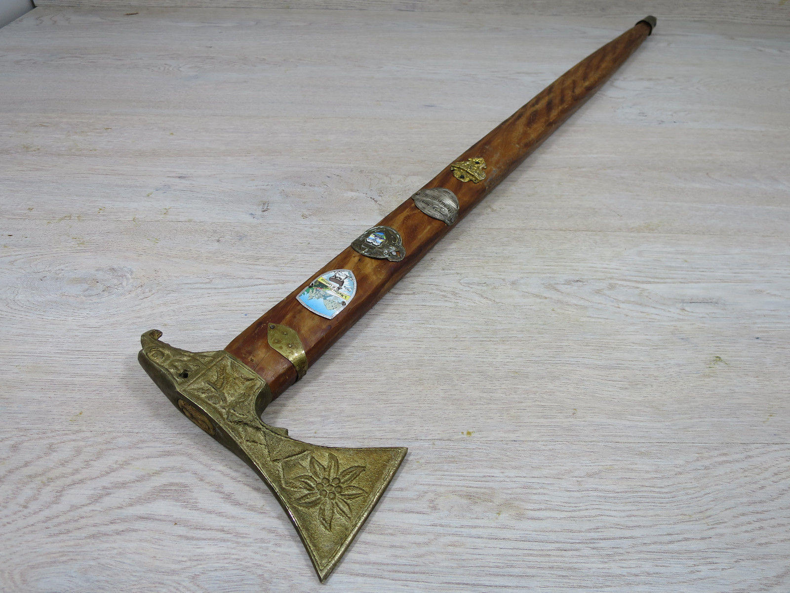 German Rare Unusual Walking Stick Shepherds Axe