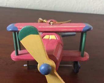 Wooden Plane Christmas Ornament