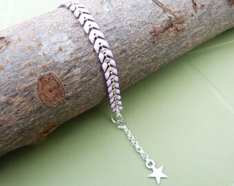 Pink chained spike enameled bracelet