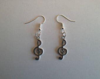 Earrings silver treble clef earrings
