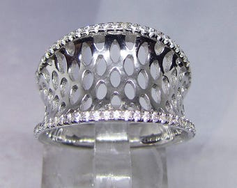 Ring ring silver diamond CZ (Cubic Zirconia) size 57