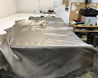 LIMITED OFFERING: Anthracite Metallic Cow Leather. ONLY 5 Remaining. Perfect for Handbags, Shoes, Garments, Accessories, Leather Crafts