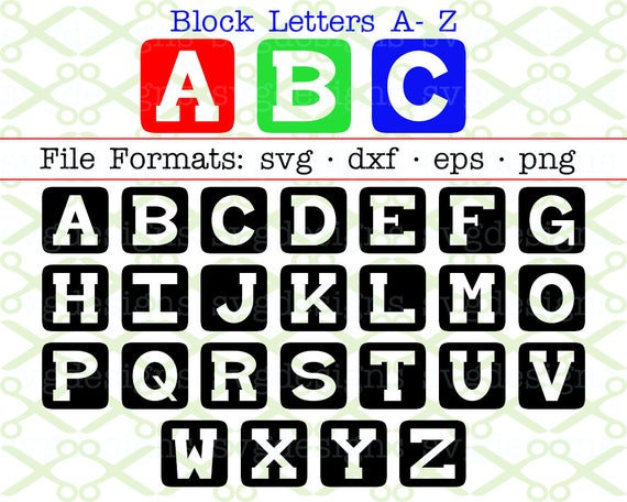 block letters svg dxf eps png 26 capital letters svg kids font baby block letter font