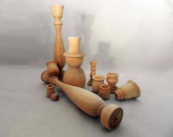 Unfinished Wooden Candle Cups & Candle Sticks
