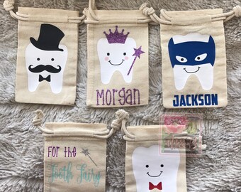 Personalized tooth fairy bag, Tooth Fairy Bag, Tooth Fairy Pouch, Tooth Holder, Tooth Fairy Keepsake, Girl Boy Tooth Fairy Bag