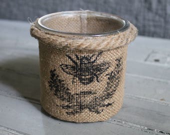 Burlap & Glass Bee Container