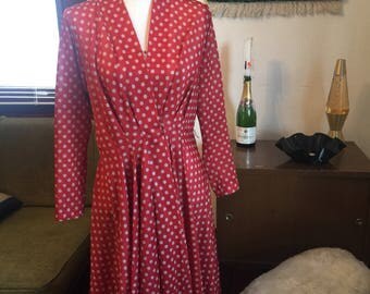 Vintage Red and White Polka Dot Wrap Dress