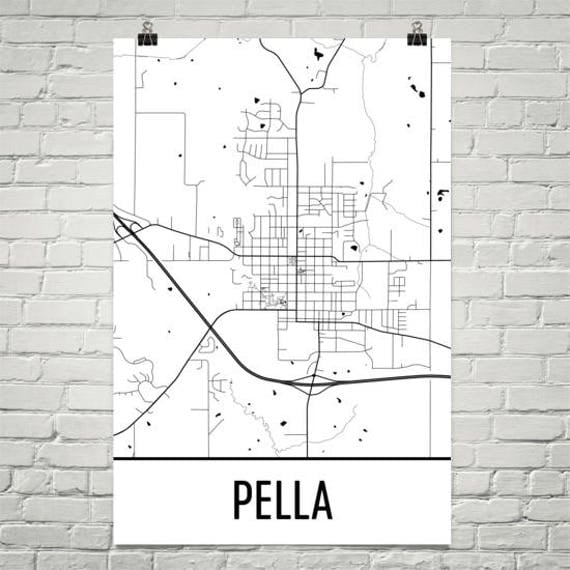 Pella Iowa Map Pella IA Art Pella Print Pella Poster Pella