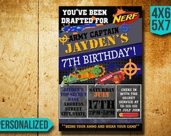 Nerf Invitation / Nerf Birthday Invitation / Nerf Gun / Nerf Party / Nerf Invite / Nerf Birthday / Nerf Gun Invitation / Nerf SL