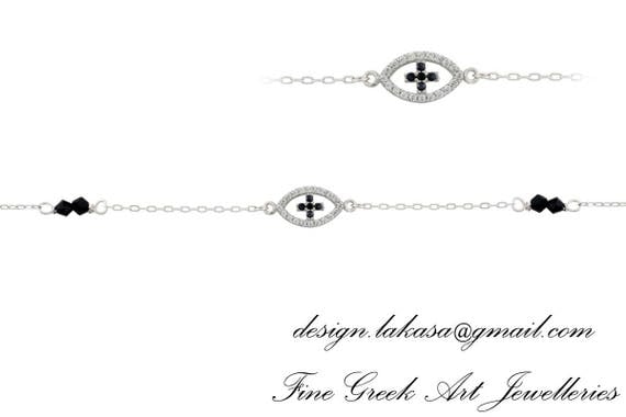 Chain Bracelet Eye Cross Sterling Silver white Goldplated Jewelry Rhinestones Crystals Best idea Gift woman birthday baptism Baby shower day