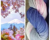 Mt Fuji- Choose your Base, Hand Dyed Yarn, Varigated, Speckle, Blue Pink Grey Yarn, Sock Weight, DK Yarn, Aran Worsted, Bulky, Dyed to Order