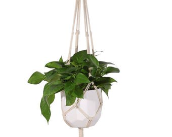 Macrame Plant Hanger, Indoor Garden, Plant Pot Holder, Hanging Planter, Macrame Pot Hanger, Modern Macrame, Cotton Rope Hanger, 41 Inch Long