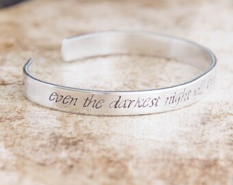 Even The Darkest Night Will End And The Sun Will Rise / Literary Gift / Inspirational Quote Jewelry / Les Miserables Gift / Literary Jewelry