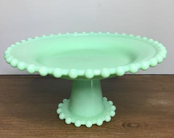 Candlewick Style Jadeite Jadite Pedestal Cake Stand