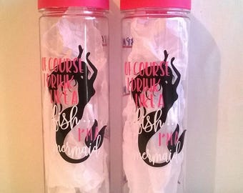 Motivational Fruit Infused Time Tracker Water Bottle, Water Bottle, Water Intake, Mermaid, Time Tracker